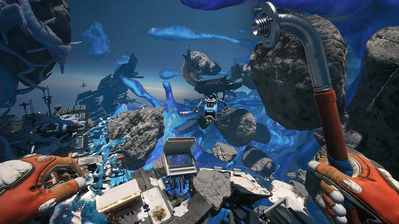 An astronaut exploring the Breathedge 2 debris field