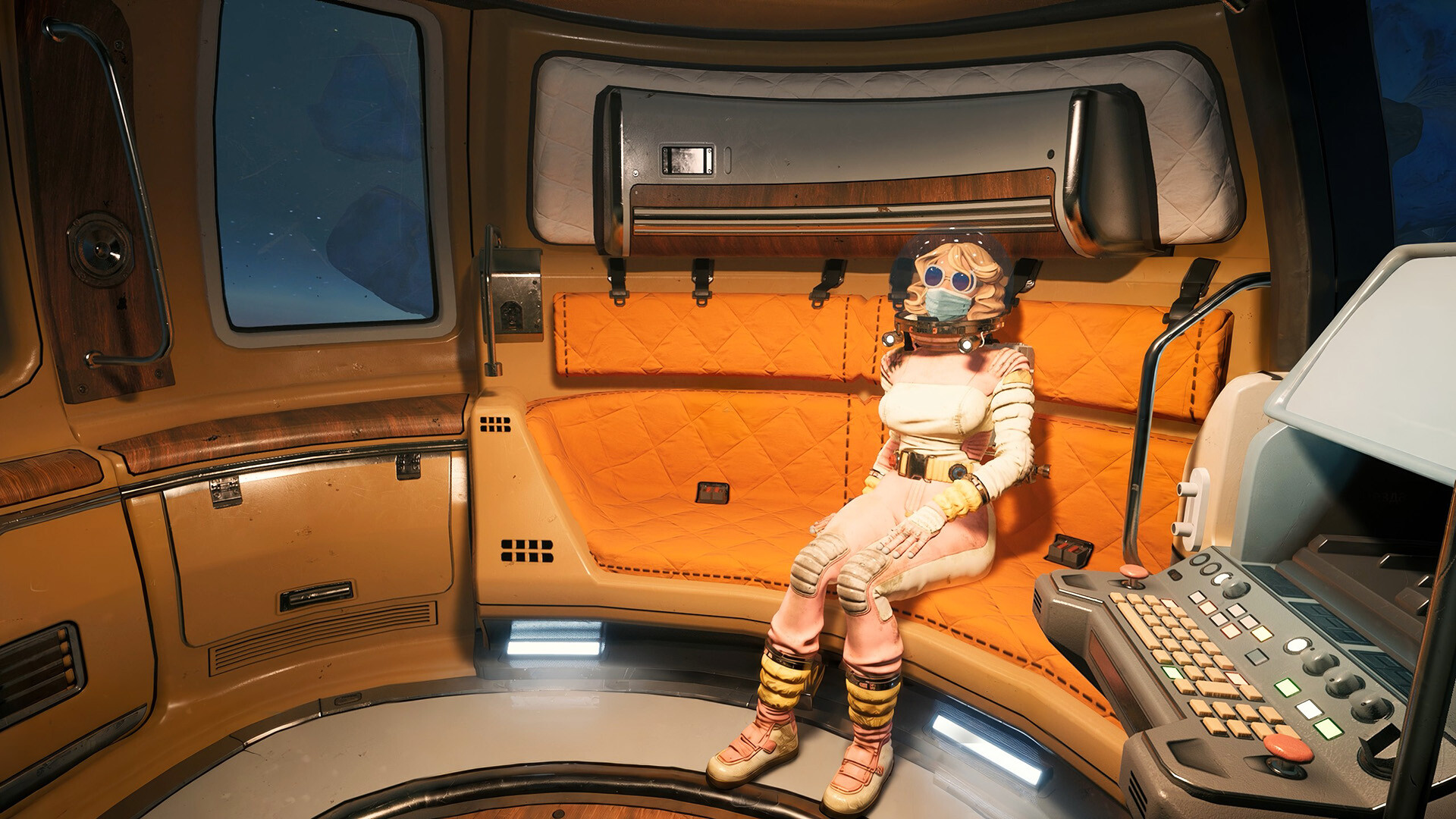 A Breathedge 2 astronaut exploring an open-space environment